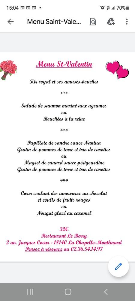 RESTAURANT _ LE BERRY - Menu Image 3